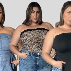 Strapless cheetah top fits like 2X